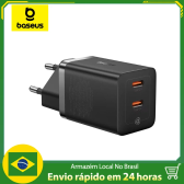 Imagem da oferta Carregador Turbo Baseus GaN 40W USB Tipo C Carga Rápida Para iPhone 16 Pro Xiaomi Samsung Laptop M
