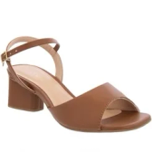 Imagem da oferta Sandália Penélope Salto Geométrico Decote Caramelo