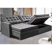 Imagem da oferta Sofá Sem Caixa Retrátil Baú 2,00m Cama inBox Secret Suede Velusoft Cinza
