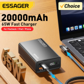 Imagem da oferta Essager power bank 20000mah portátil pd 65w carregamento rápido bateria externa do telefone móvel powerb