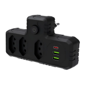 Imagem da oferta Extensão Tomada Regua De Energia Adaptador Tomada Usb Tipoc - Preto Kaetron