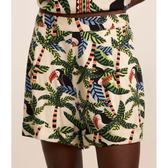 Imagem da oferta Short Curto em Twill com Estampa de Folhagem e Tucanos