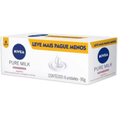Imagem da oferta Caixa de Sabonete Nivea em Barra Pure Milk Sensitive  90g - 6 Unidades