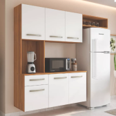 Imagem da oferta Armário De Cozinha Completa Suspenso Belíssima Freijó Branco