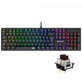 Imagem da oferta Teclado Mecânico Gamer Redragon Sindri Rainbow Switch Brown USB ABNT2 Full-Size Black K671 (PT-BROWN)