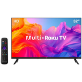 Imagem da oferta Smart TV 32" HD DLED Multi TL052M Roku TV Quad-core Alexa Google Assistente e Siri