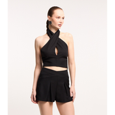 Imagem da oferta Blusa Cropped em Crepe com Decote Frente Única Cruzado
