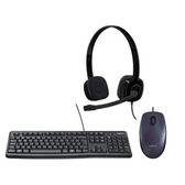Imagem da oferta Kit Básico Logitech - Mouse Logitech M90 + Teclado K120 Resistente a Respingos + Headset H151 com Microfone Redutor de