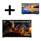 Imagem da oferta Kit Smart Tv Oled 65 4k Toshiba + Smart Tv Dled 32
