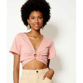 Imagem da oferta Blusa Cropped Feminina Amarração Manga Curta Marisa