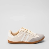 Imagem da oferta Tênis Penélope Casual Feminino Detalhe Recorte Nobuck Bege & Cinza