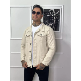 Imagem da oferta Jaqueta Masculina Com Bolso Frontal Sarja Algodão Bege