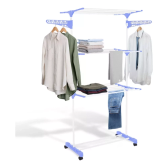 Imagem da oferta Varal De Chão Grande De Roupas 3 Andares Dobrável Cor Azul Kontuz 170 cm