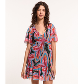 Imagem da oferta Vestido Curto em Tule com Babado e Estampa Borboletas Tam PP