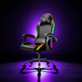 Imagem da oferta Cadeira de escritório TGT Heron RGB TGT-HR-RGB gamer ergonômica preta com estofado de couro sintético