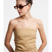 Imagem da oferta Blusa Cropped em Alfaiataria Tomara que Caia com Lastex