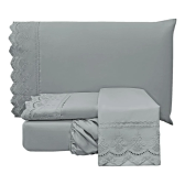 Imagem da oferta Jogo De Cama Lençol Queen Bordado Inglês 300 Fios - 4 Peças