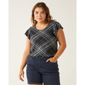 Imagem da oferta Blusa Feminina Plus Size Xadrez Em Viscose Stretch Conforto