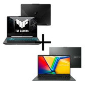 Imagem da oferta Notebook ASUS TUF Gaming A15 FA506NFR-HN060W Graphite Black + Notebook ASUS Vivobook Go 15 E1504FA-NJ1289 Mixed Black