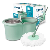Imagem da oferta Mop Giratório Limpeza Esfregão 360º Balde 16 litros Cesto Aço Inox com Refil Rodas e Alça Bt-141 Beltempo