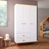Imagem da oferta Guarda-Roupa Infantil Bartira Ternura com 3 Portas 2 Gavetas - 106,8 cm de Largura - Branco Wood