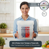 Imagem da oferta Kit 6 potes Com Tampa E Trava 2,2l