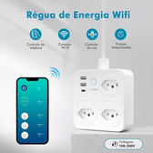 Imagem da oferta Filtro de Linha Tomada Inteligente Wifi Extensão Tomada Regua Tomada Regua de Energia 3 Tomadas 2 Interfaces USB 1 Port