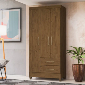 Imagem da oferta Guarda-Roupa Solteiro 3 Portas Bater 2 Gavetas Lima Moval Roupeiro