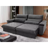 Imagem da oferta Sofá Retrátil Reclinável Grécia 2,10m Suede Velut Cinza C/ Molas no Assento - King house