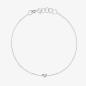 Imagem da oferta Pulseira Coração com Diamante em Ouro Branco 18k - 18 cm