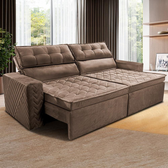 Imagem da oferta Sofá 3 Lugares Cama inBox Belém Retrátil e Reclinável Revestido em Suede Velusoft - 200cm de Largura - Castor