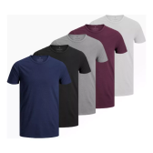 Imagem da oferta Kit 5 Camisetas Masculinas Slim Fit Básicas Algodão Premium