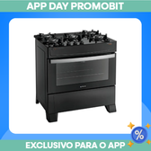 Imagem da oferta Fogão 5 Bocas Atlas Atenas Glass Preto A Gás com Mesa de Vidro e Mega Chama Bivolt