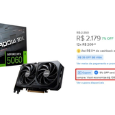 Imagem da oferta Placa De Vídeo Msi Rtx 5060 8gb Gddr7 128 Bits Shadow 2x Oc