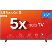 Imagem da oferta Smart TV 75" 4K NanoCell LG 75NANO80TSA WebOS 24 Processador 5 Ger7 Wi-Fi Bluetooth com Alexa 3 HDMI 2 USB