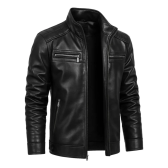 Imagem da oferta Jaqueta De Couro Masculina Casaco Blusa De Frio Impermeavel