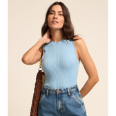 Imagem da oferta Blusa sem Manga em Viscose com Detalhe Vazado e Textura Canelada