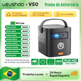 Imagem da oferta Vevshao V50 3D Mini Projetor DLP Portátil | 4K HD | Wi-Fi | 1080P | Bateria 15000mAh