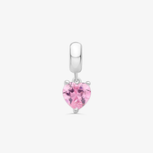 Imagem da oferta Charm Coração Rosa Cravejado em Prata 925