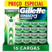 Imagem da oferta Carga para Aparelho de Barbear Gillette Mach3 Sensitive 16 unidades