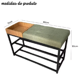 Imagem da oferta Sapateira Banco Banquinho Estofado Para Casa 80cm Aparador Luxo