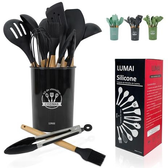 Imagem da oferta Kit 12 Utensílios De Cozinha Em Silicone E Cabo De Madeira LUMAI