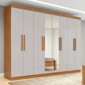 Imagem da oferta Guarda-roupa Casal Easy Slim 8 Portas Com Espelho Amendoa/off