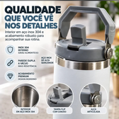 Imagem da oferta Garrafa Térmica Copo Inox Alça Tampa T Flip Canudo 900ml Branco