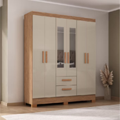 Imagem da oferta Guarda Roupa Casal com Espelho 6 Portas Fortaleza Amadeirado