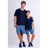 Imagem da oferta Pijama Curto Masculino Adulto Gola V Liso Família Lupo LD