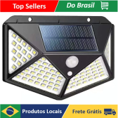 Imagem da oferta Luminária/Luz/Luz de Emergência pra Parede c/ Placa Solar 100 Led Sensor de Presença Com 3 Funções