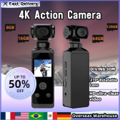 Imagem da oferta 4k câmera de bolso 1080p wifi full hd câmera de bolso 270 rotativo mini esporte ao ar livre dv com caso à prova dwate