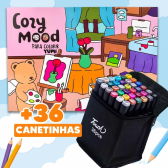Imagem da oferta Kit Livro De Colorir Comfy Goods + 36 Canetinhas Bobbie Touch Coloridas Ponta Dupla Marcadores Estojo