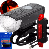 Imagem da oferta Kit Lanterna E Farol Monster Bike Luz C/Led Ultra Forte 3 Modos
